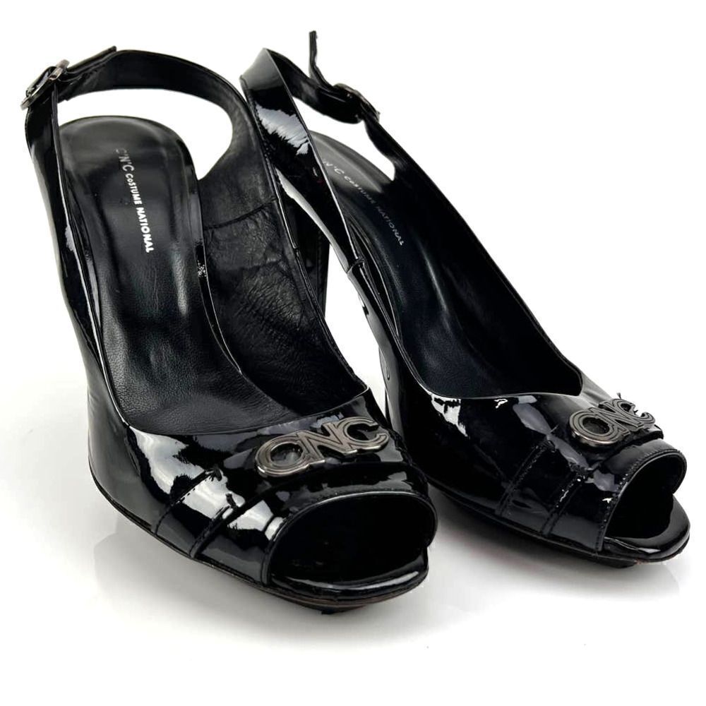 Pre-Loved C.N.C Costume National Women Black Heels Open Toe Sandals EU 39